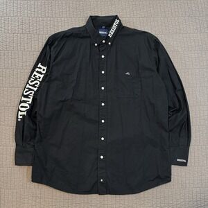 Resistol Rodeo Gear Shirt Men Large Black Button Up Cowboy Western Logo Spellout